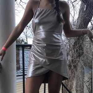 Revolve Elaina Wrap Dress in Silver